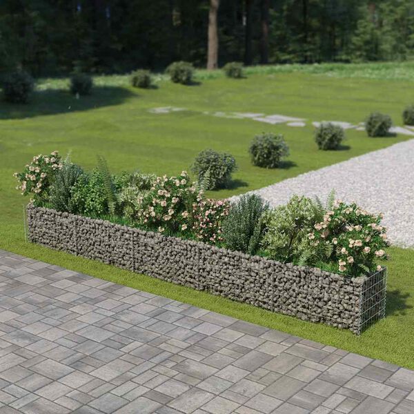 vidaXL Gabion Raised Bed Galvanised Steel 450x50x50 cm