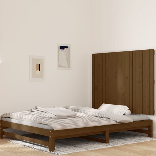 vidaXL Wall Headboard Honey Brown 127.5x3x90 cm Solid Wood Pine