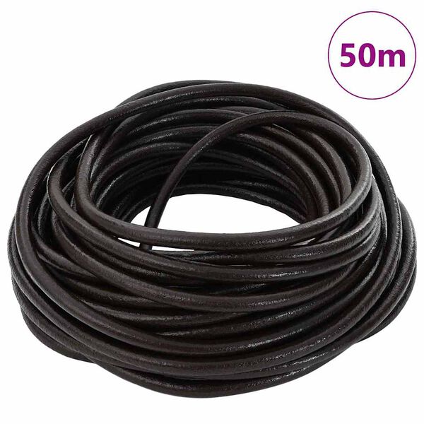 vidaXL Leather Cord Dark Brown &Oslash;5 mm x 50 m Leather