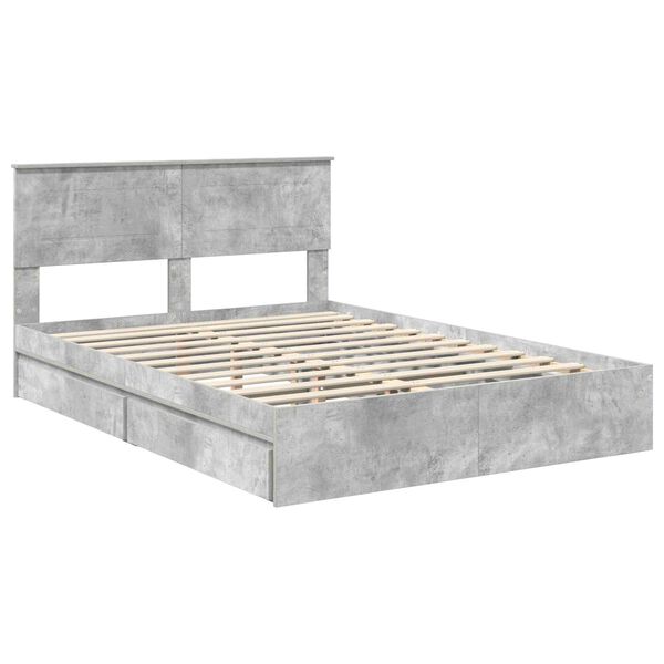 vidaXL Storage Bed Concrete Grey 150 x 200 cm Engineered Wood