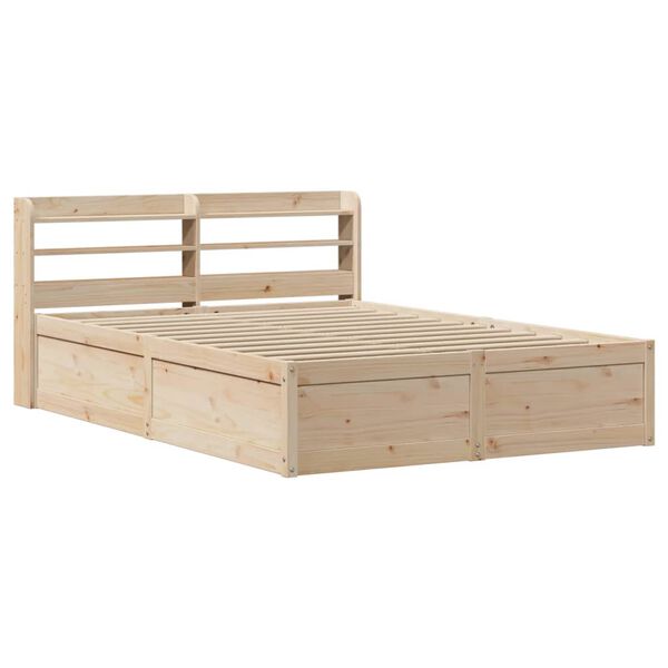vidaXL Bed Frame with Headboard 120x190 cm Small Double Solid Wood Pine