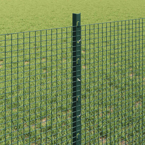 vidaXL Fence with Post Green 0.6 x 10 m Steel and PVC