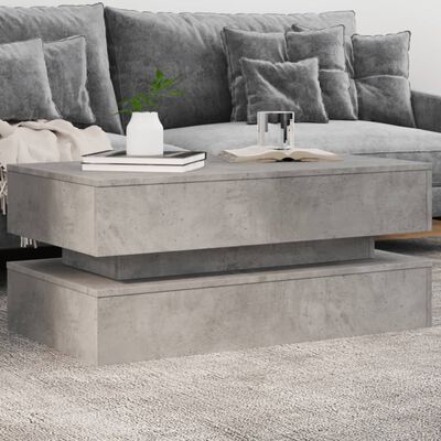vidaXL Coffee Table with LED Lights Concrete Grey 90x50x40 cm