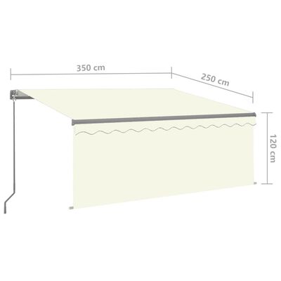 vidaXL Manual Retractable Awning with Blind 3.5x2.5m Cream