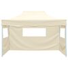 vidaXL Foldable Tent with 3 Walls 3x4.5 m Cream