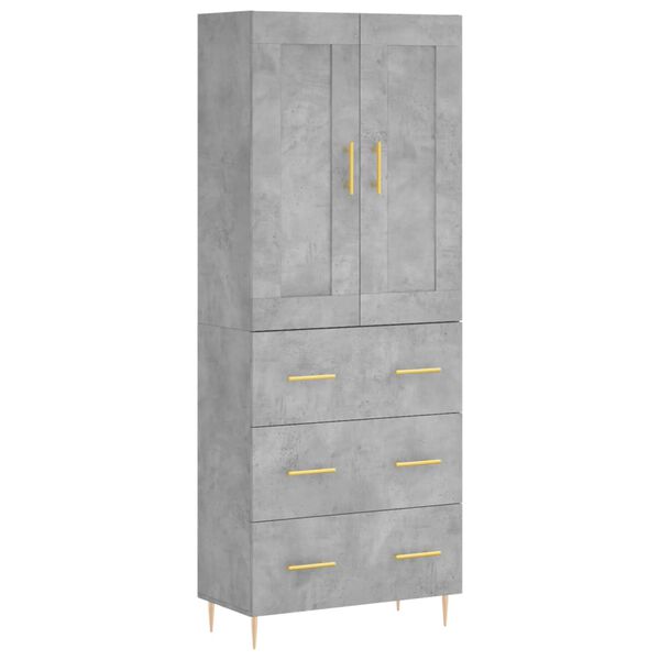 vidaXL Highboard Concrete Grey 69.5x34x180 cm Engineered Wood