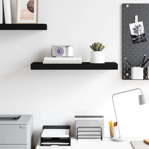 vidaXL Floating Wall Shelf Black 60x23.5x3.8 cm MDF