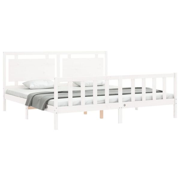 vidaXL Bed Frame without Mattress White 200x200 cm Solid Wood Pine
