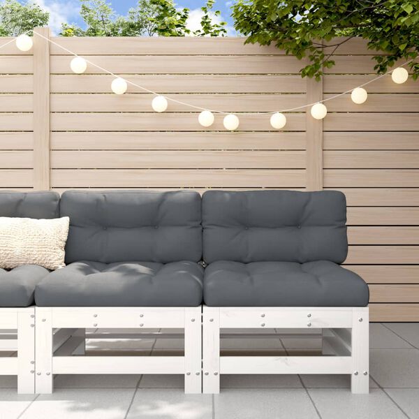 vidaXL Garden Middle Sofas 2 pcs White Solid Wood Pine