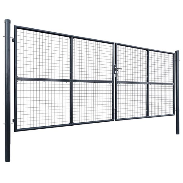 vidaXL Mesh Garden Gate Galvanised Steel 400x150 cm Grey