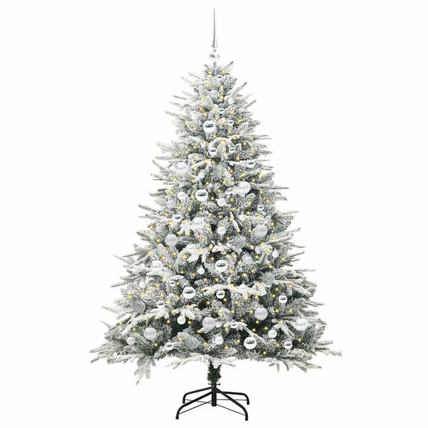 vidaXL Artificial Pre-lit Christmas Tree with Ball Set Green 180 cm