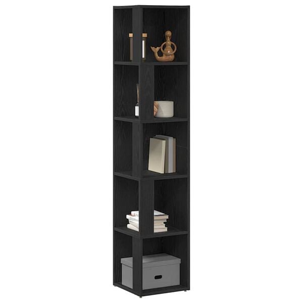 vidaXL Corner Shelves Black Oak 33 x 33 x 164.5 cm Engineered Wood