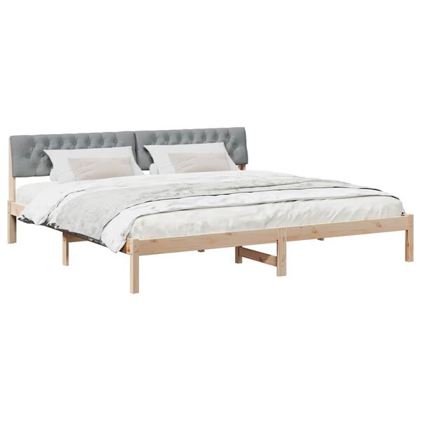 vidaXL Bed frame Brown and light grey 200 x 200 cm Solid pine wood