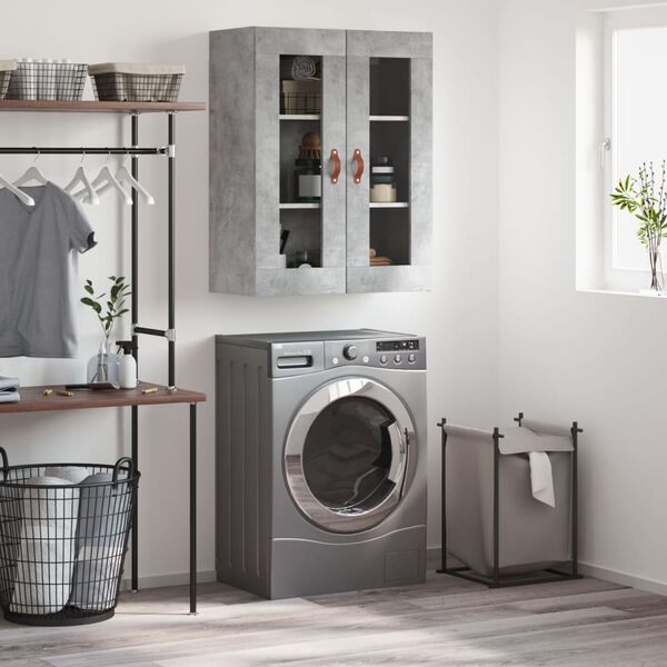 vidaXL Wall Mounted Cabinet Concrete Grey 69.5x34x90 cm