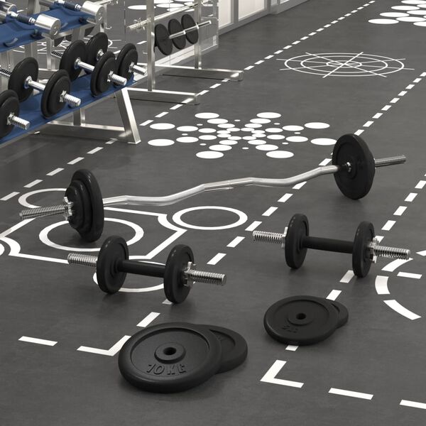 vidaXL Barbell and Dumbbell with Plates 60 kg Cast Iron