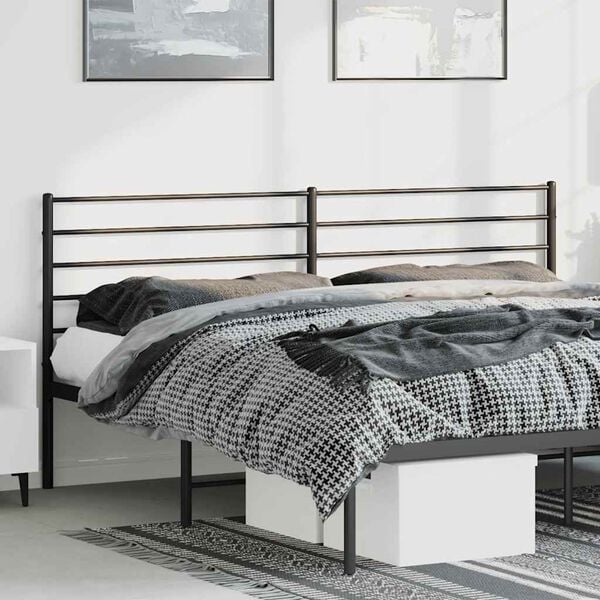 vidaXL Metal Headboard Black 180 cm