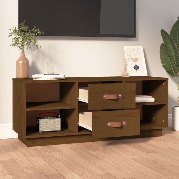 vidaXL TV Cabinet Honey Brown 100x34x40 cm Solid Wood Pine