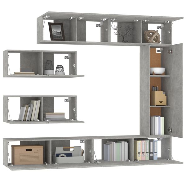 vidaXL 7 Piece TV Cabinet Set Concrete Grey Engineered Wood