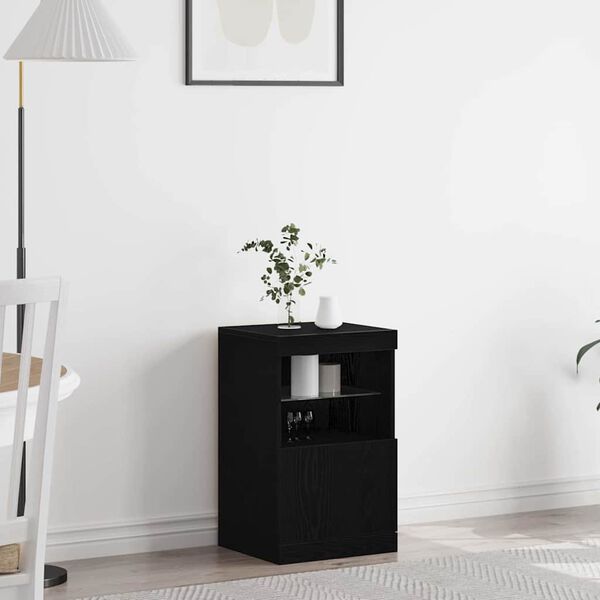 vidaXL LED Sideboard Black Oak 41 x 37 x 67 cm Engineered Wood