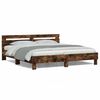 vidaXL Bed Frame with LED without Mattress Smoked Oak 160x200 cm