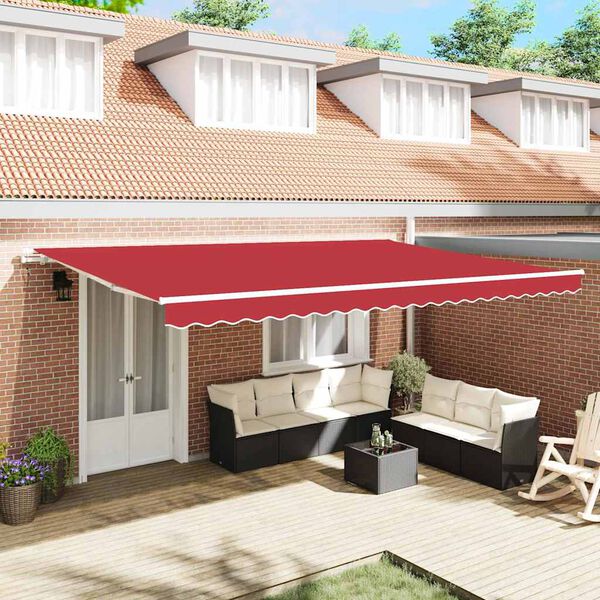 vidaXL Retractable Awning Red 500 x 350 cm Polyester and Aluminium