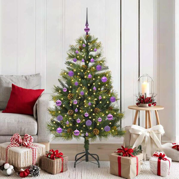vidaXL Artificial Hinged Christmas Tree with Cones Green 150 cm