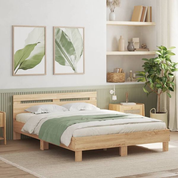 vidaXL Bed Frame without Mattress Sonoma Oak 140x190 cm
