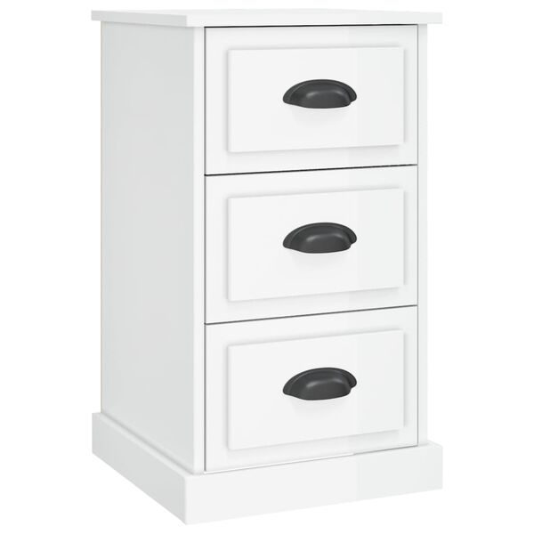 vidaXL Bedside Cabinet High Gloss White 39x39x67 cm Engineered Wood