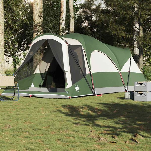 vidaXL Family Tent Tunnel 8-Person Green Waterproof