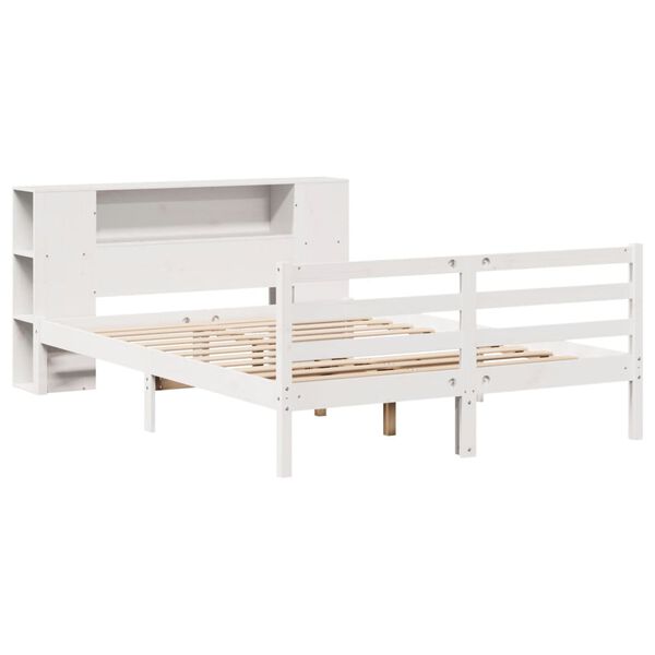 vidaXL Bookcase Bed without Mattress White 160x200 cm Solid Wood Pine