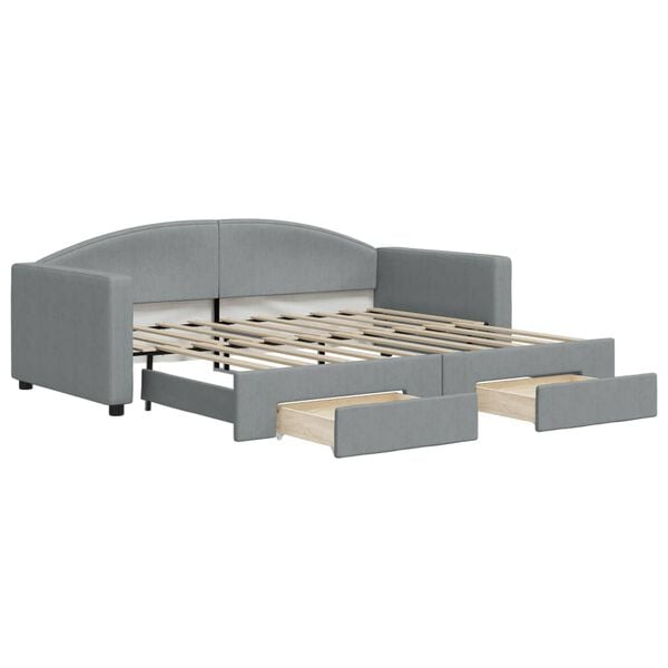 vidaXL Daybed with Trundle&Drawers without Mattress Light Grey 90x190 cm Single