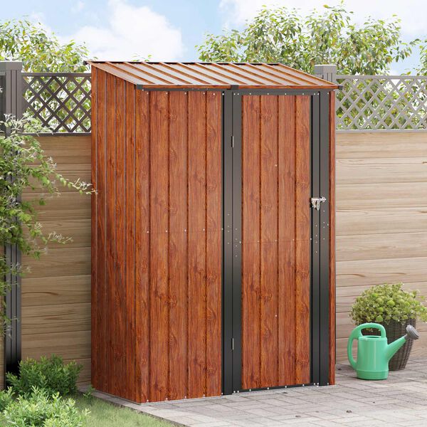 vidaXL Garden Sheds Brown 140.5 x 74 x 200 cm Metal