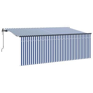 vidaXL Retractable Awning Retractable Blue and White 350 x 200 cm