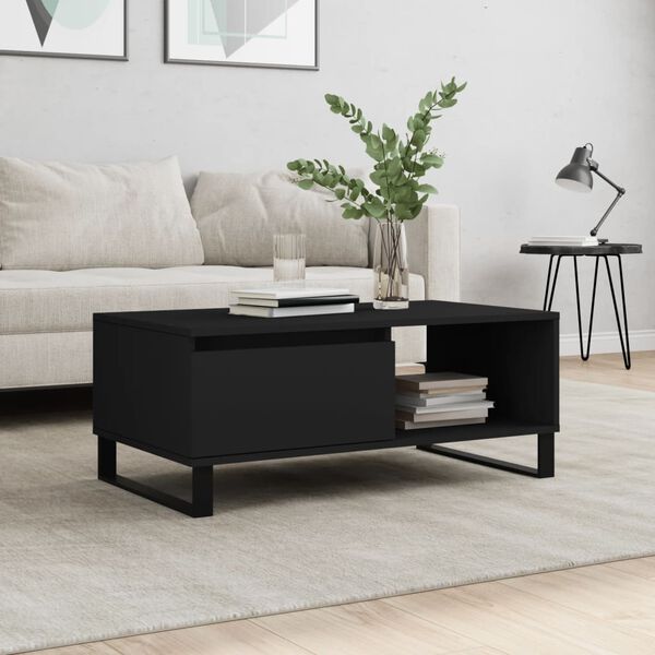 vidaXL Coffee Table Black 90x50x36.5 cm Engineered Wood