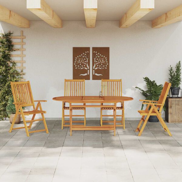 vidaXL Garden Dining Set Folding 5 pcs Brown Solid acacia wood