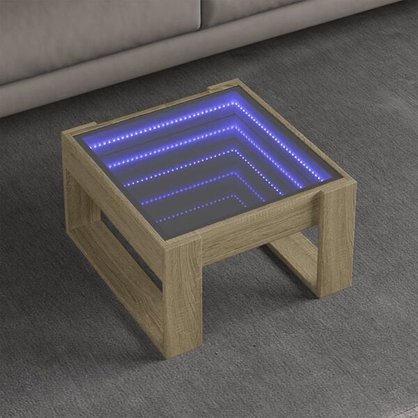 vidaXL Coffee Table with Infinity LED Sonoma Oak 50x53x30 cm