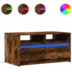 vidaXL Coffee Table with LED Lights Smoked Oak Engineered Wood