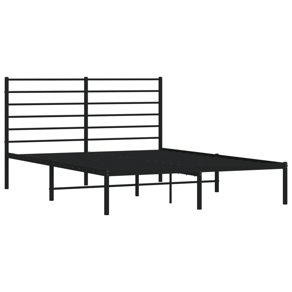Metal Bed Frame with Headboard - Black - 120x190cm - Small Double