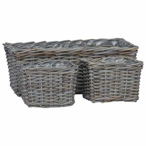 vidaXL Planter Basket with Storage 3 pcs Grey