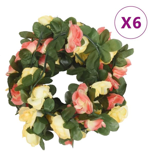vidaXL Christmas Flower Garlands 6 pcs Spring Sunset Red 250 cm