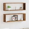 vidaXL Wall Shelf 2 pcs Old wood 80 x 15 x 26 cm Engineered wood