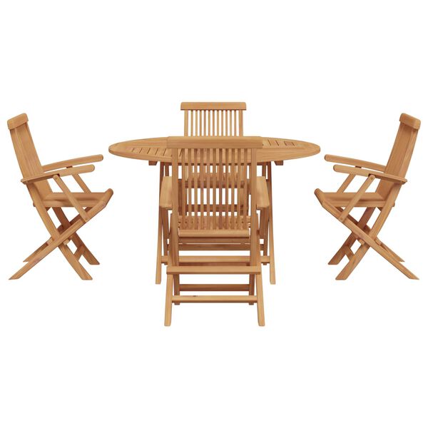 vidaXL Garden Dining Set Folding 5 pcs Brown Solid Teak Wood