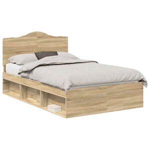vidaXL Bed Frame with Headboard Sonoma 120 x 200 cm Solid Pine Wood