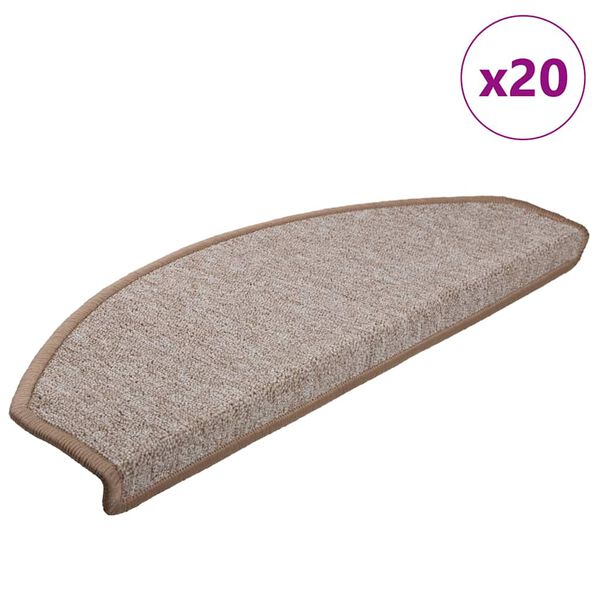 vidaXL Stair Mats 20 pcs 65x24x4 cm Light Brown Half Round Large
