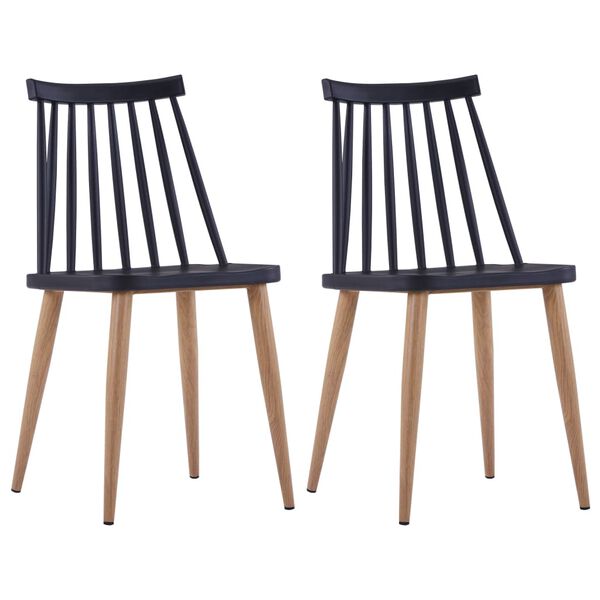 vidaXL Dining Chairs 2 pcs Black Plastic