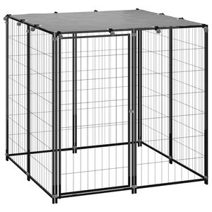 vidaXL Dog Kennel Black 110x110x110 cm Steel