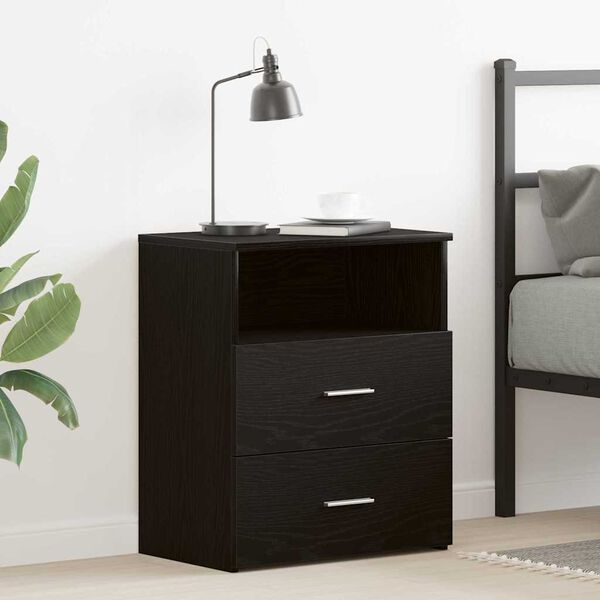 vidaXL Nightstand with Drawer Black Oak 50 x 32 x 60cm Engineered Wood