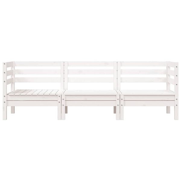 vidaXL Garden Sofa 3-Seater White Solid Wood Pine