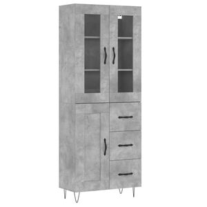 vidaXL Highboard Concrete Grey 69.5x34x180 cm Engineered Wood
