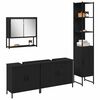 vidaXL Bathroom Furniture Set with Shelf 4 pcs Black Engineered wood
